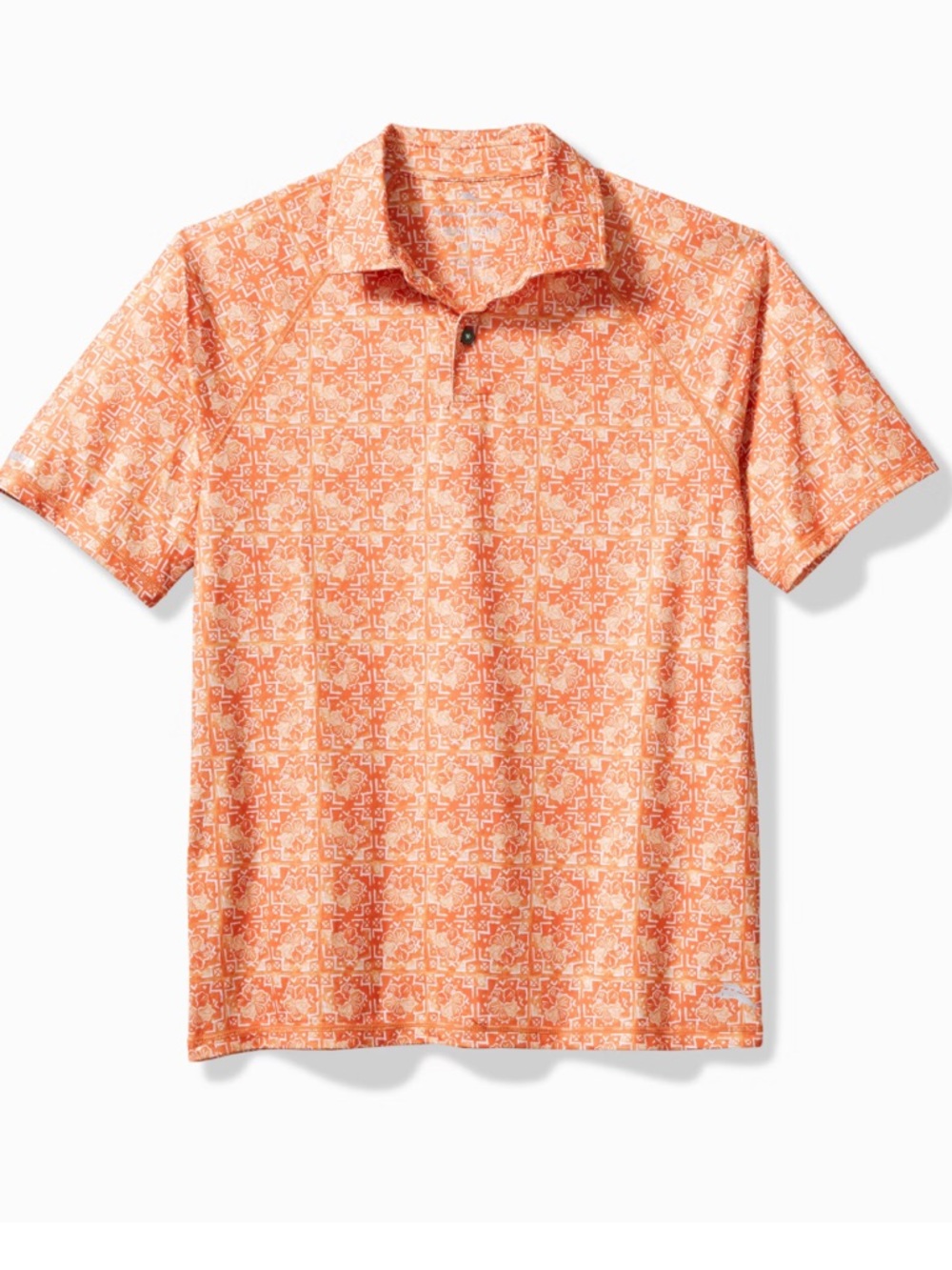 NWOT Men’s Size XL IslandZone Hibiscus Tiles Polo - Orange Floral Print